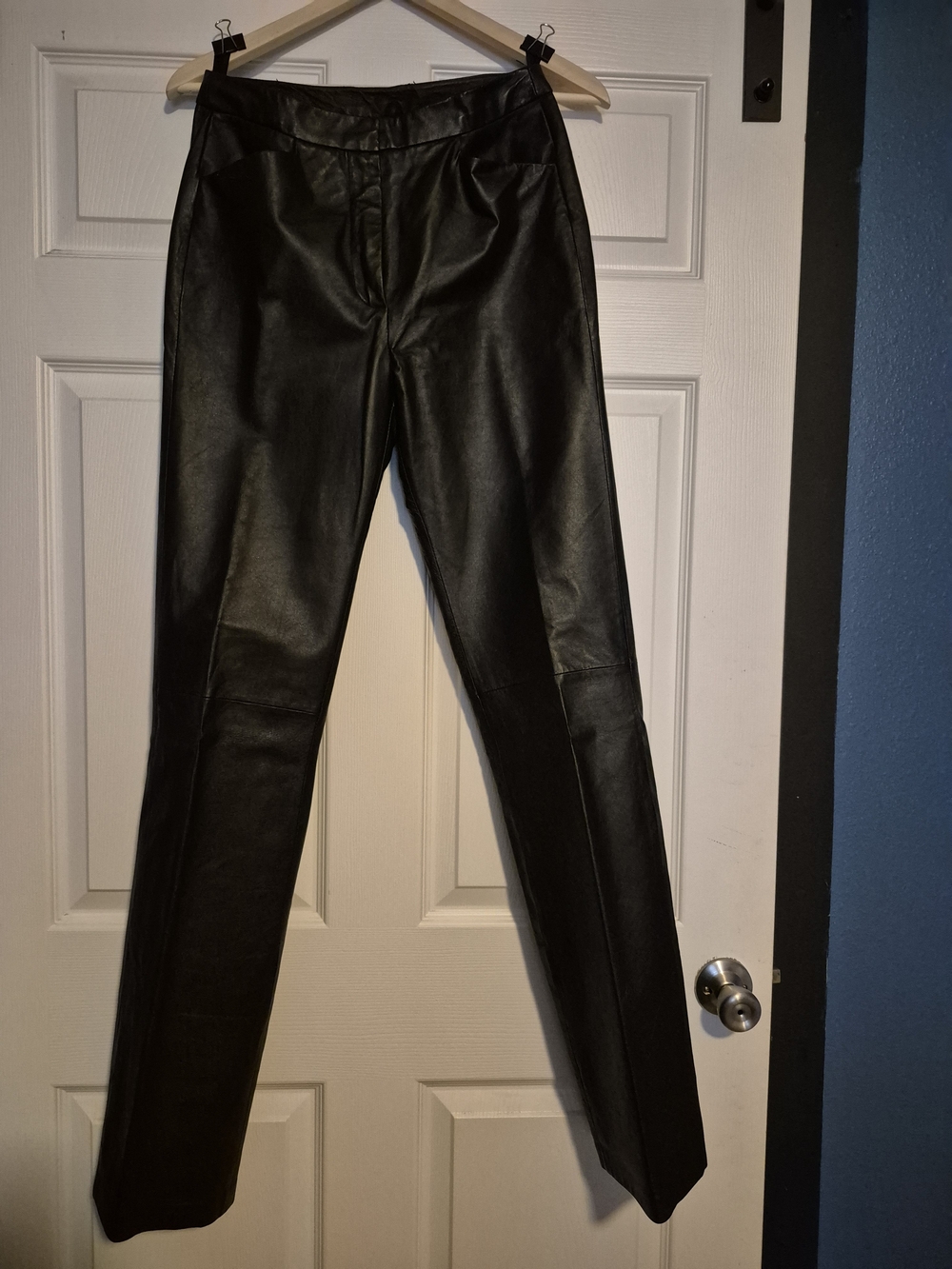 Chadwicks Black Straight Leg Real Leather Jeans
